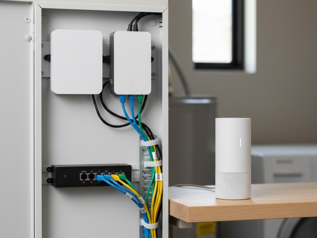 Home network cabinet and smart Wi-Fi setup